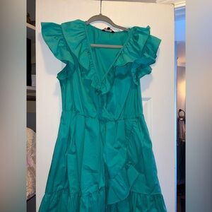 Teal Ruffle Mini Dress
